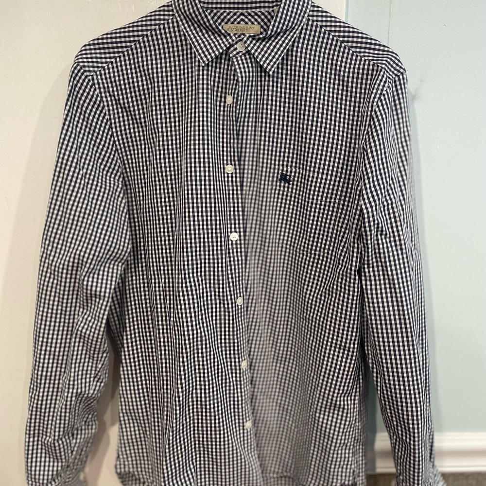 Men's Burberry Black and White Checkered Shirt